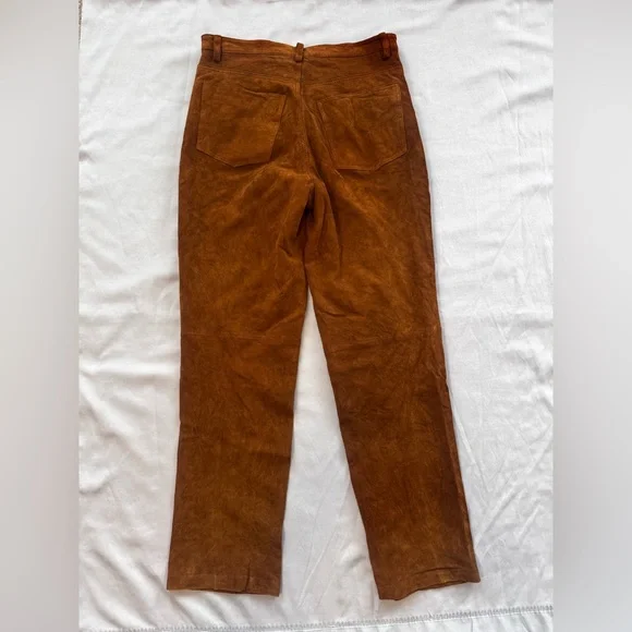 Nordstrom 100% Leather Cognac Pants | Size 8 - Picture 2 of 4